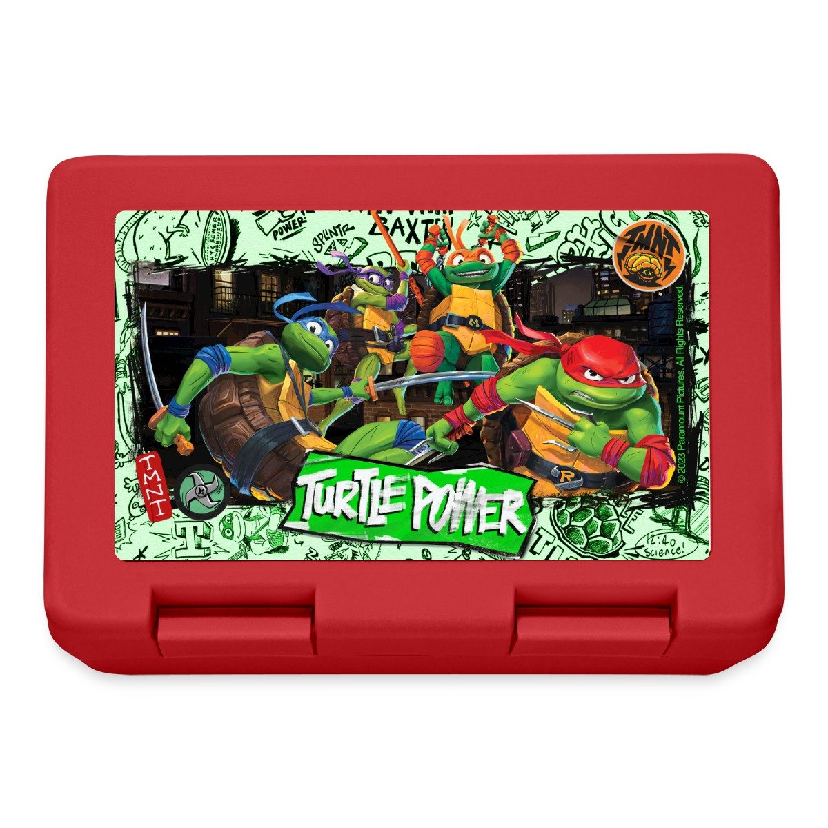 Spreadshirt Lunchbox TMNT Mutant Mayhem Turtle Power Brotdose Brotdose Lunchbox, Plastik, Aluminium