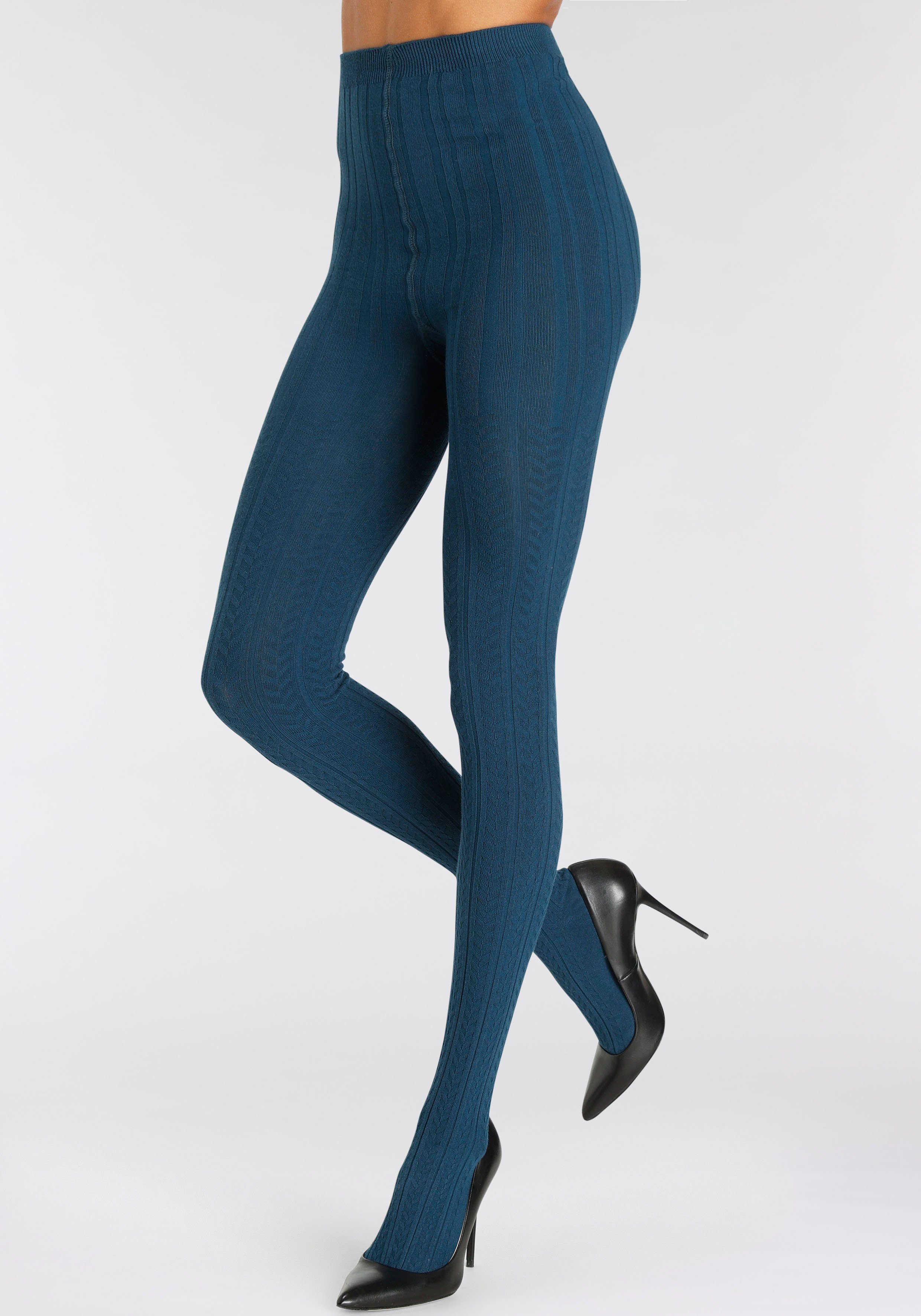 LASCANA Strickstrumpfhose (2 St) mit Zopfmuster – Bild 5 von 5