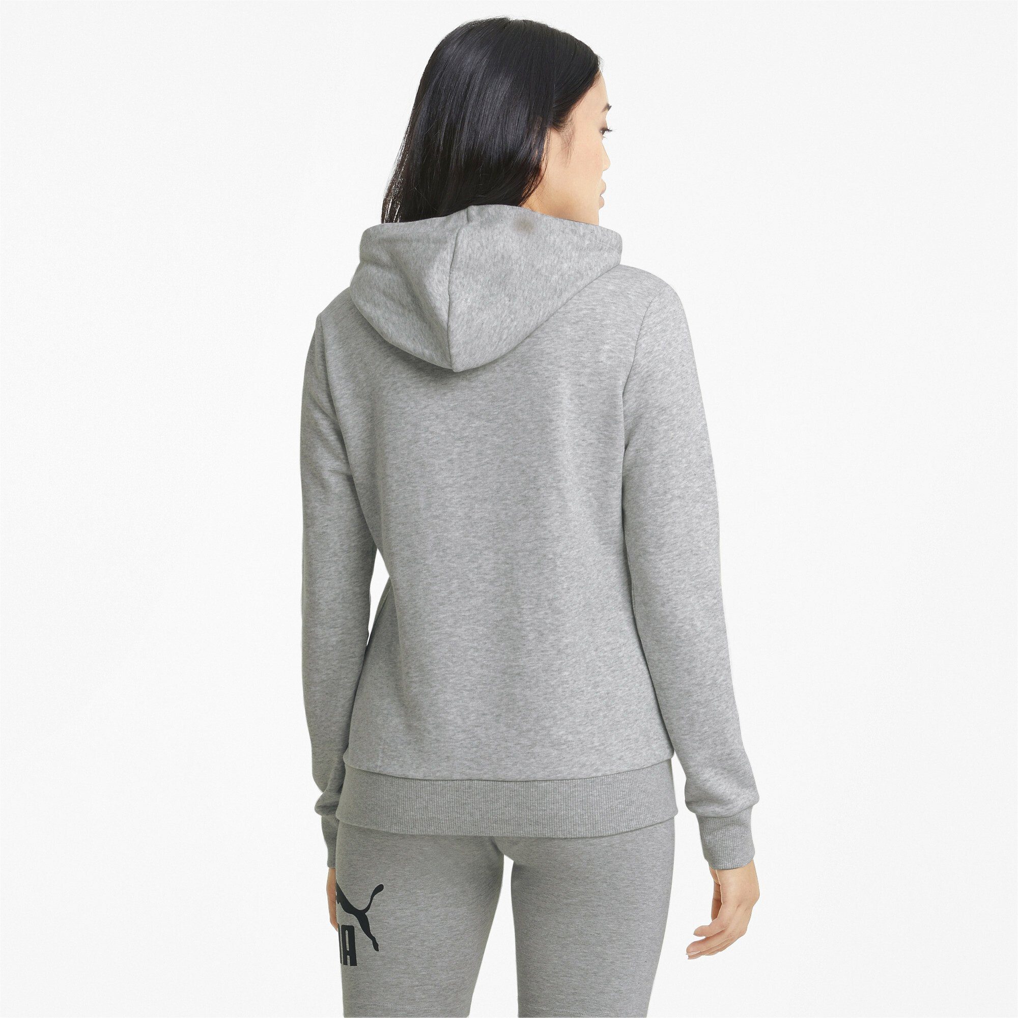 Damen Light Sweatshirt Essentials PUMA Hoodie Logo Gray Heather