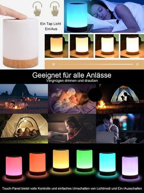 Welikera Nachttischlampe LED Nachttischlampe,Touch Dimmbar Tischlampe mit 16 Farben