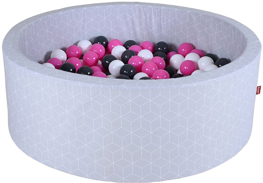 Knorrtoys® Bällebad Geo, Cube in Grey, creme/Grey/rose; 300 Europe Made mit Bällen