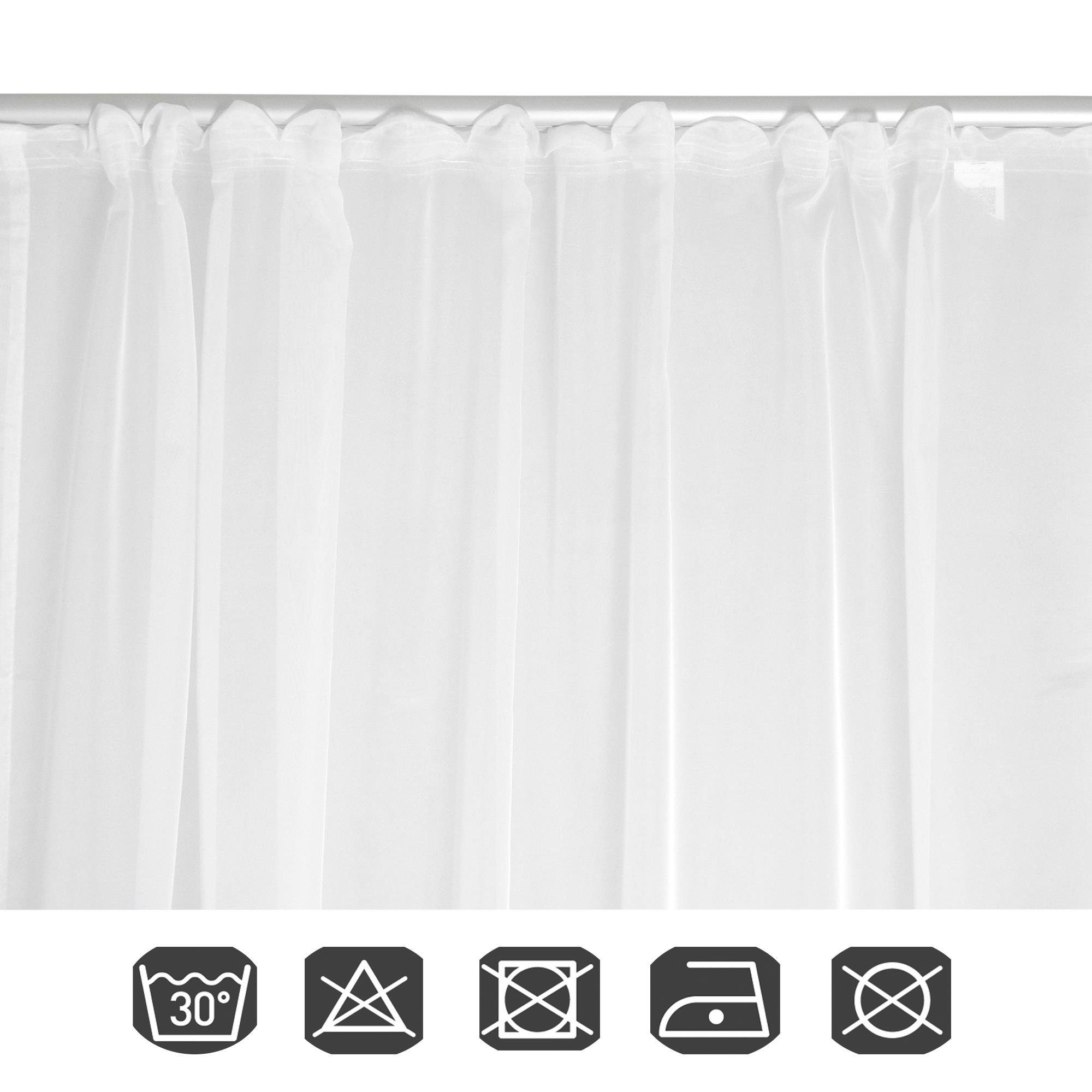 Gardine Voile Dekoschal Gardine Emotion weiß, St), Vorhang transparent, (1 Haus Organza Deko, und Kräuselband Kräuselband weiß Polyester