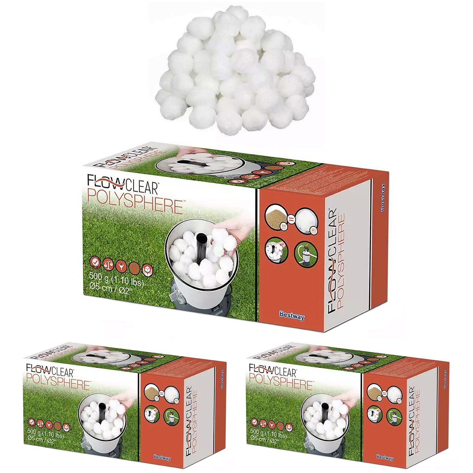 Bestway Filterbälle Filterbälle Balls für Pool Sandfilteranlage je 500g 3 Packungen