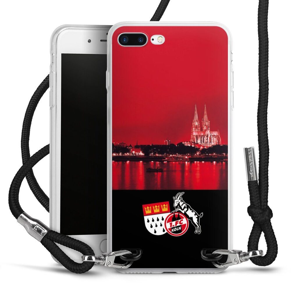 DeinDesign Handyhülle Skyline 1. FC Köln Offizielles Lizenzprodukt Skyline Köln Rot, Apple iPhone 8 Plus Handykette Hülle mit Band Case zum Umhängen