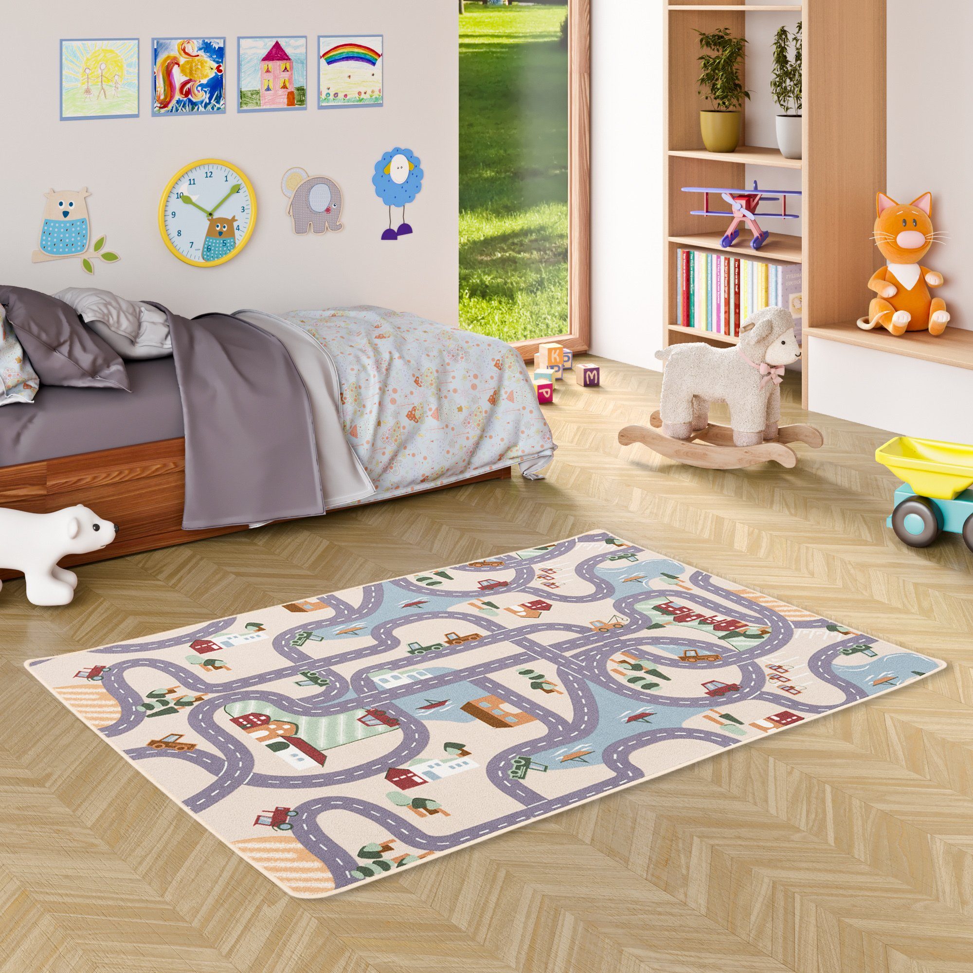 Snapstyle Kinderteppich Kinder Spiel Straßenteppich Fun Town, Rechteckig, H günstig online kaufen