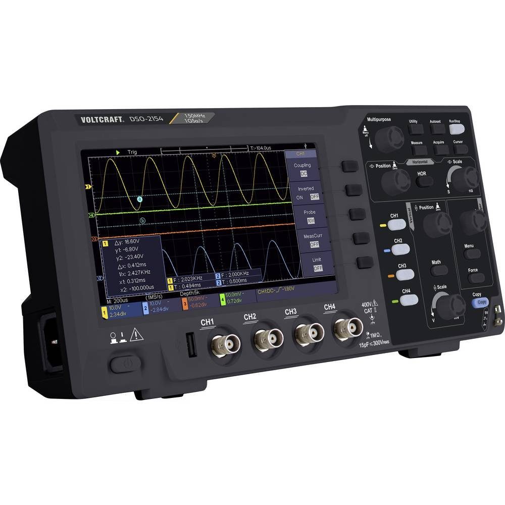 VOLTCRAFT Multimeter DSO-2154 Digital-Oszilloskop 150 MHz 4-Kanal 1 GSa/s 80 kpts 8 Bit, Digital-Speicher (DSO)