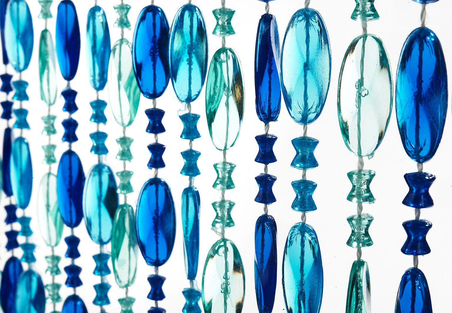 (1 aus OCEAN Kunststoff 90x200cm, Türvorhang transparent Ösen St), Perlenvorhang blau Kobolo,