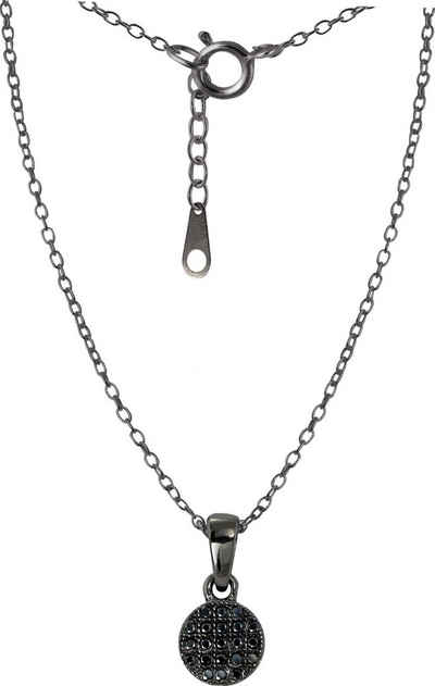 SilberDream Silberkette SilberDream Zirkonia Circle Halskette, Halsketten (Circle) ca. 45cm, 925 Sterling Silber, Farbe: schwarz