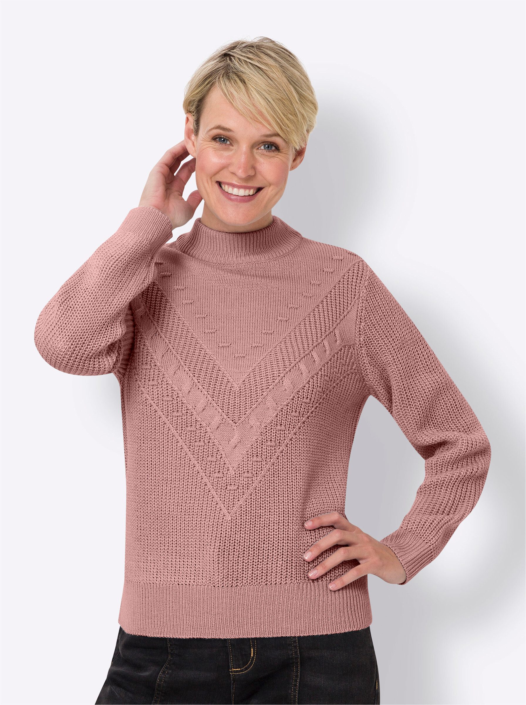 Strickpullover Langarm-Pullover Langarm Rippoptik