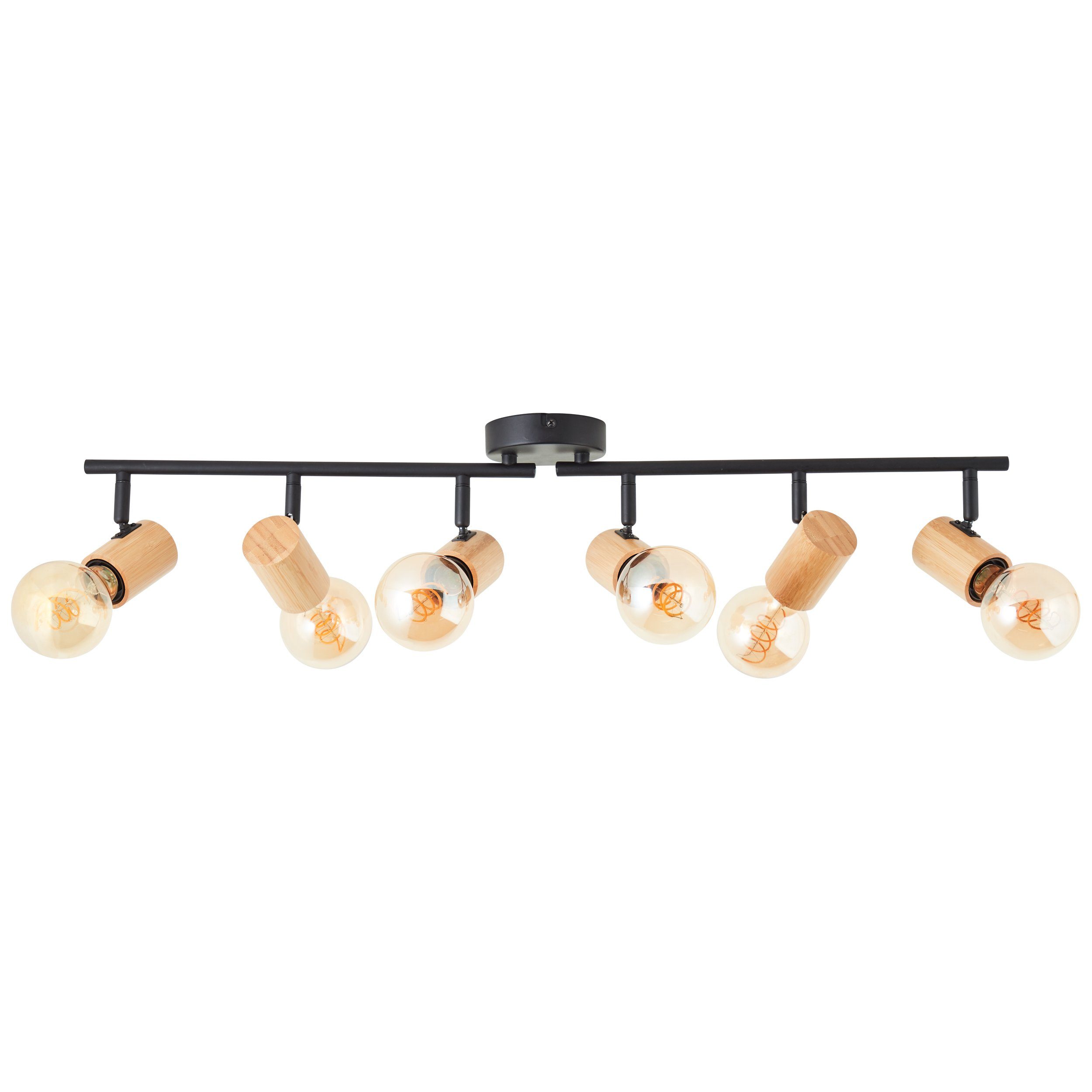 Brilliant Deckenstrahler Kerry, ohne Leuchtmittel, Breite 77 cm, E27, Metall/Bambus, schwarz/natur