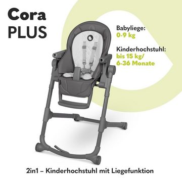 lionelo Hochstuhl Cora Plus (Set), 2-IN-1 STUHL: Fütterungsstuhl mit Liegefunktion, Robuste und Sichere Konstruktion, bis 3 Jahre