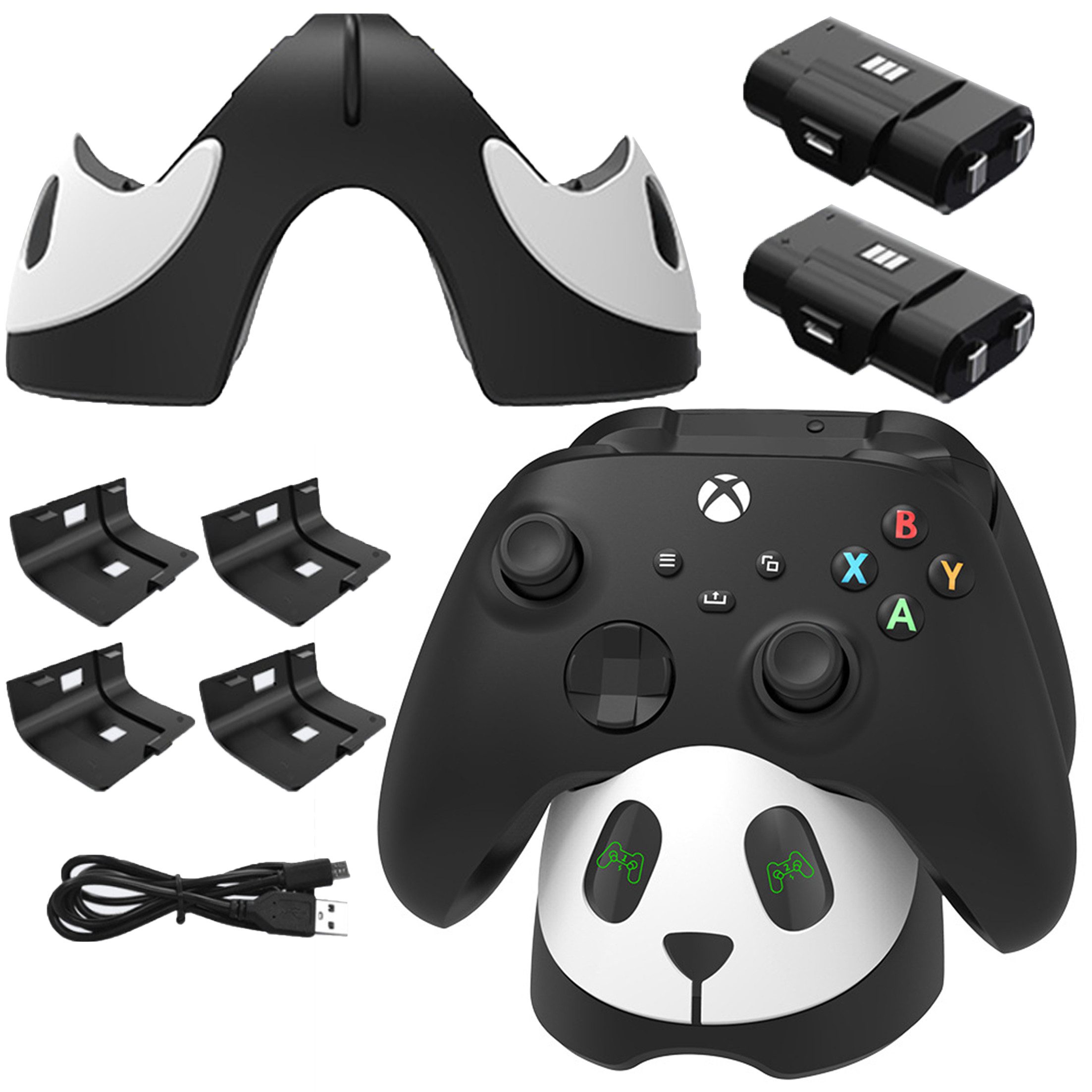 KINSI XBOX Ladestation, xbox joystick dock Ladegerät mit dualen Batterien DualSense-Ladestation (1000 mA, Duales Gamepad-Laden für XBOX-Gamepads)