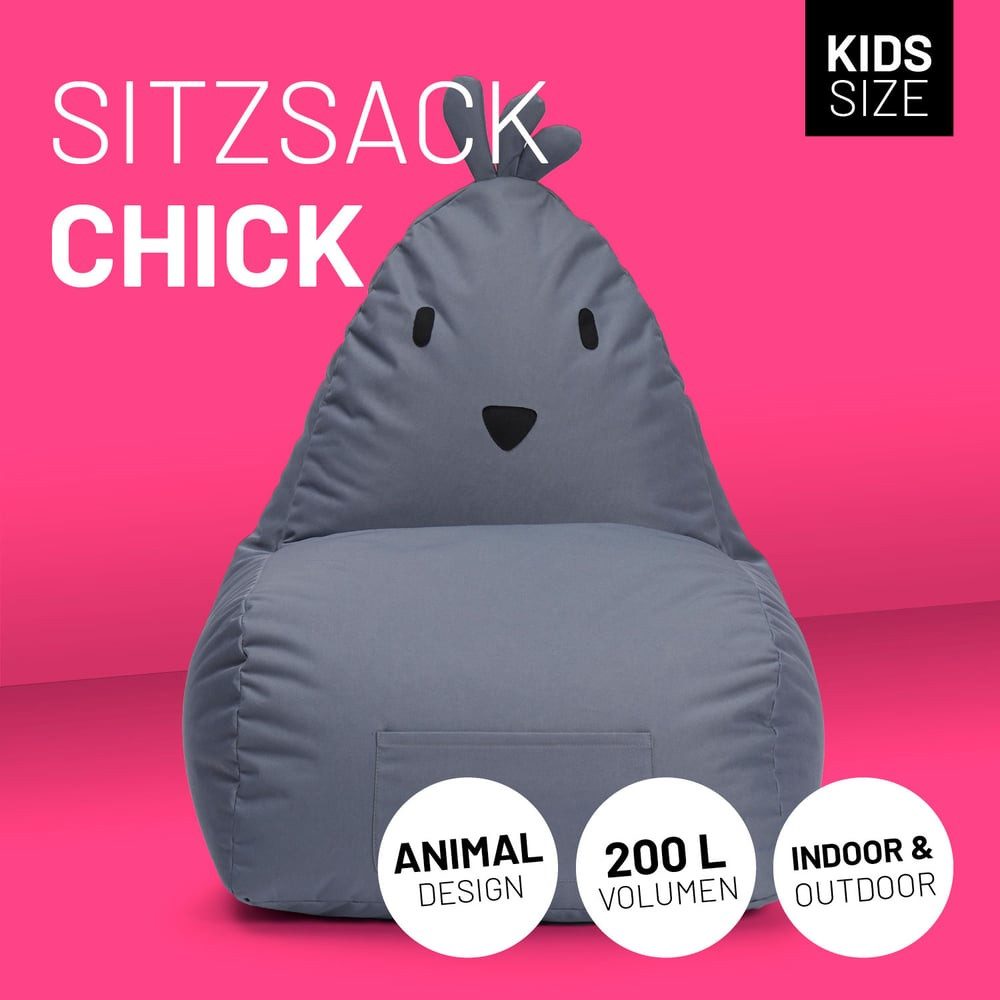 Lumaland Sitzsack Kinder Tier Chick Kissen 80x75x75 cm, niedliches Kindersi günstig online kaufen