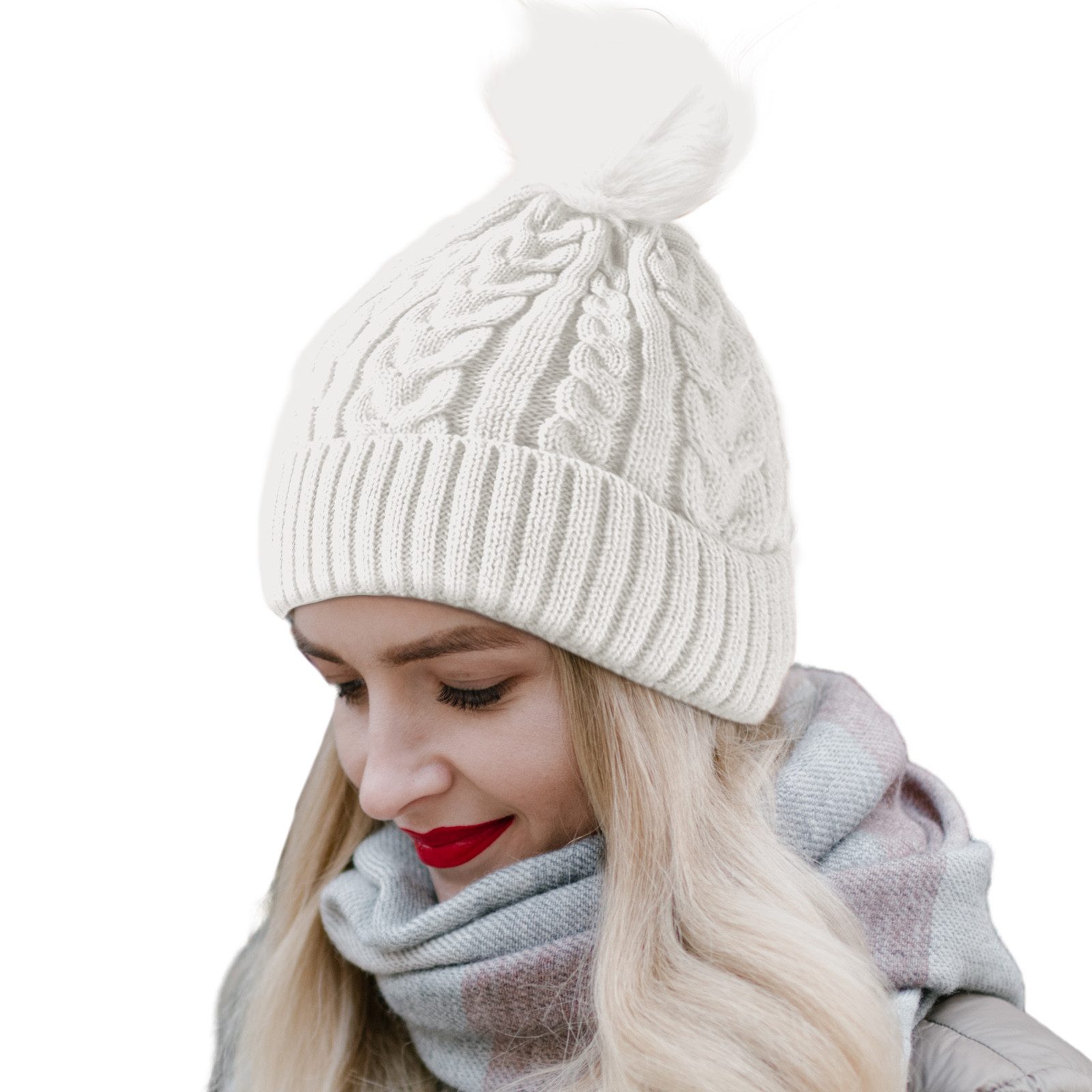 Strickmütze Beanie Damen Warm, Mütze Damen Herbst Winter Federnd