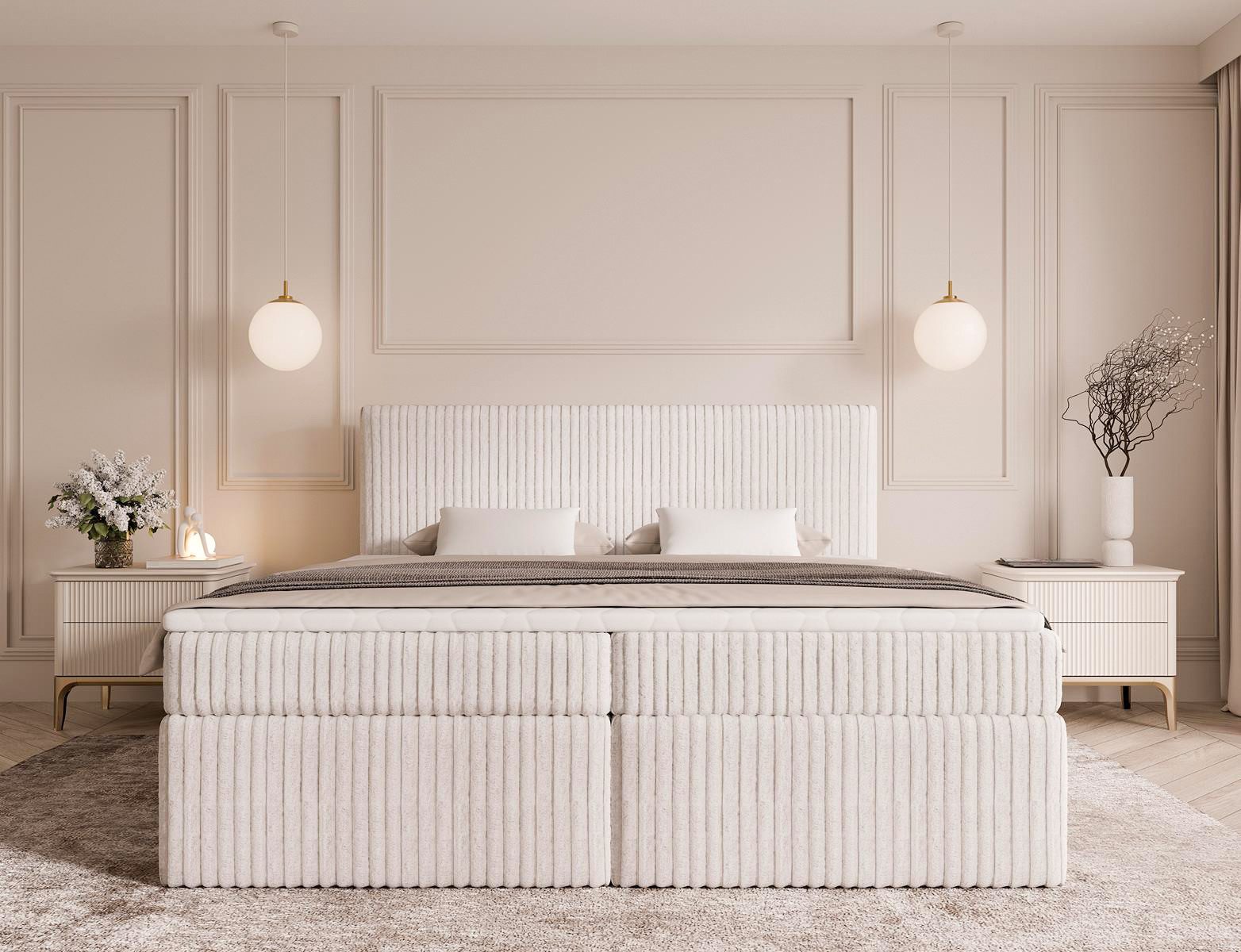 Compleo Boxspringbett MIKO Cord Bett mit zwei Bettkästen, MADE IN EU