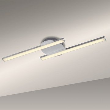 Briloner Leuchten LED Deckenleuchte 3257-029, LED fest verbaut, Warmweiß, Deckenlampe Flurlampe 1200lm 3000K 12W 55,4x12x4cm