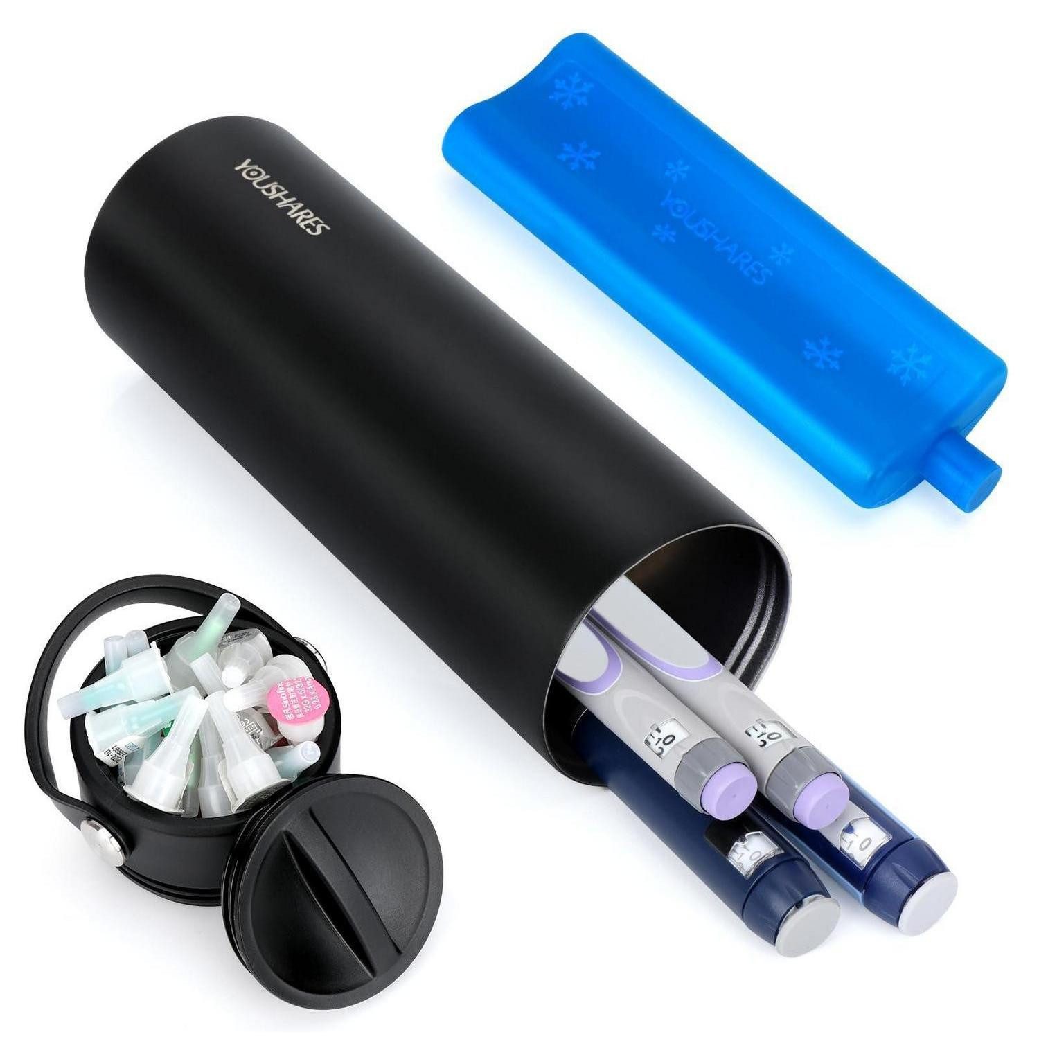 LuxusKollektion Kühltasche Kühltasche Insulin Pen 48h Kühlakku TSA Schwarz Isl_cup_schwarz