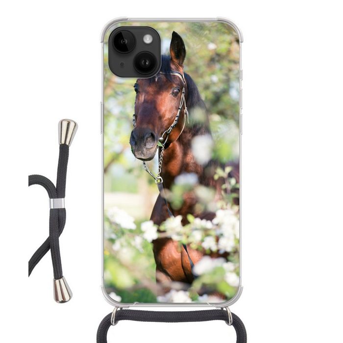 MuchoWow Handyhülle Pferde - Blüte - Frühling - Tiere Handyhülle Telefonhülle Apple iPhone 14 Plus