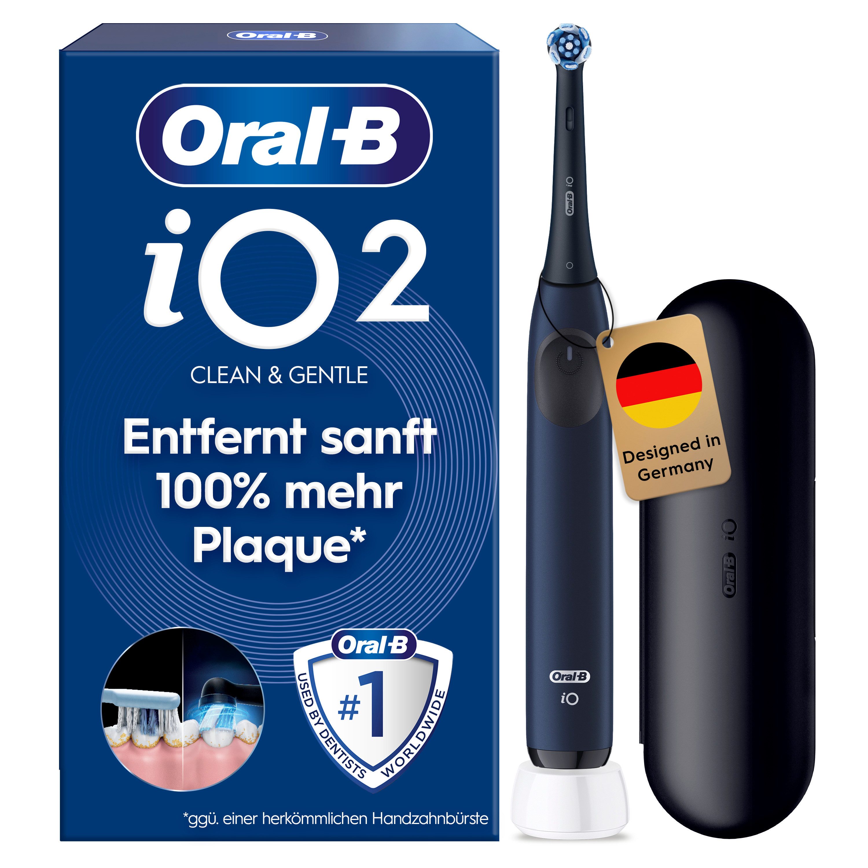 Oral-B Elektrische Zahnbürste iO Series 2, Aufsteckbürsten: 1 St., für die ultimative Reinigung, Reise-Etui