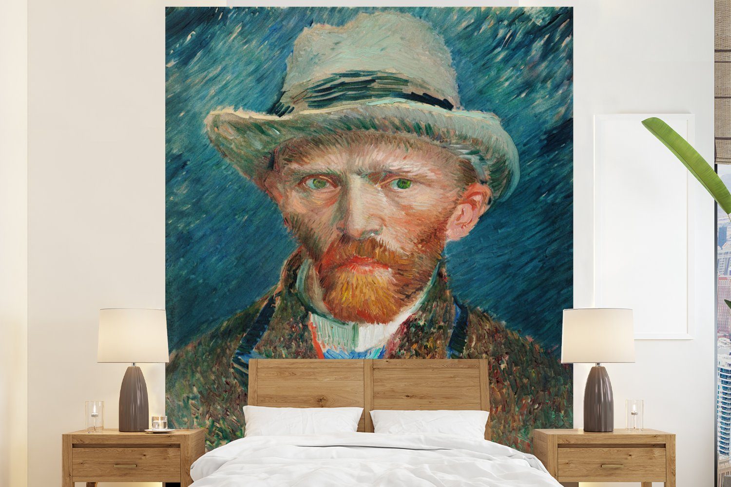 MuchoWow Fototapete Selbstporträt - Vincent van Gogh, Matt, bedruckt, (3 St), Vliestapete für Wohnzimmer Schlafzimmer Küche, Fototapete
