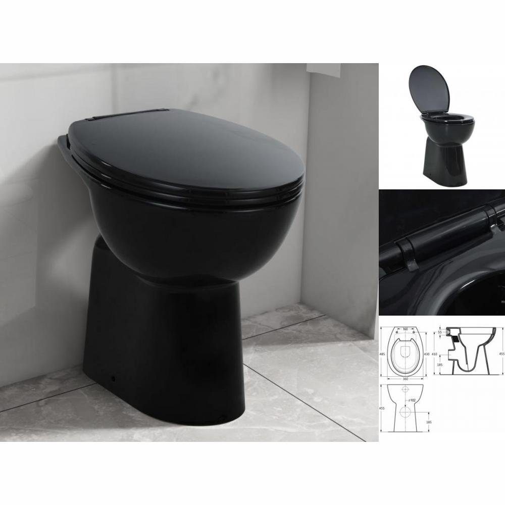 vidaXL Tiefspül-WC Hohe Spülrandlose Toilette Soft-Close 7cm Höher Keramik Schwarz
