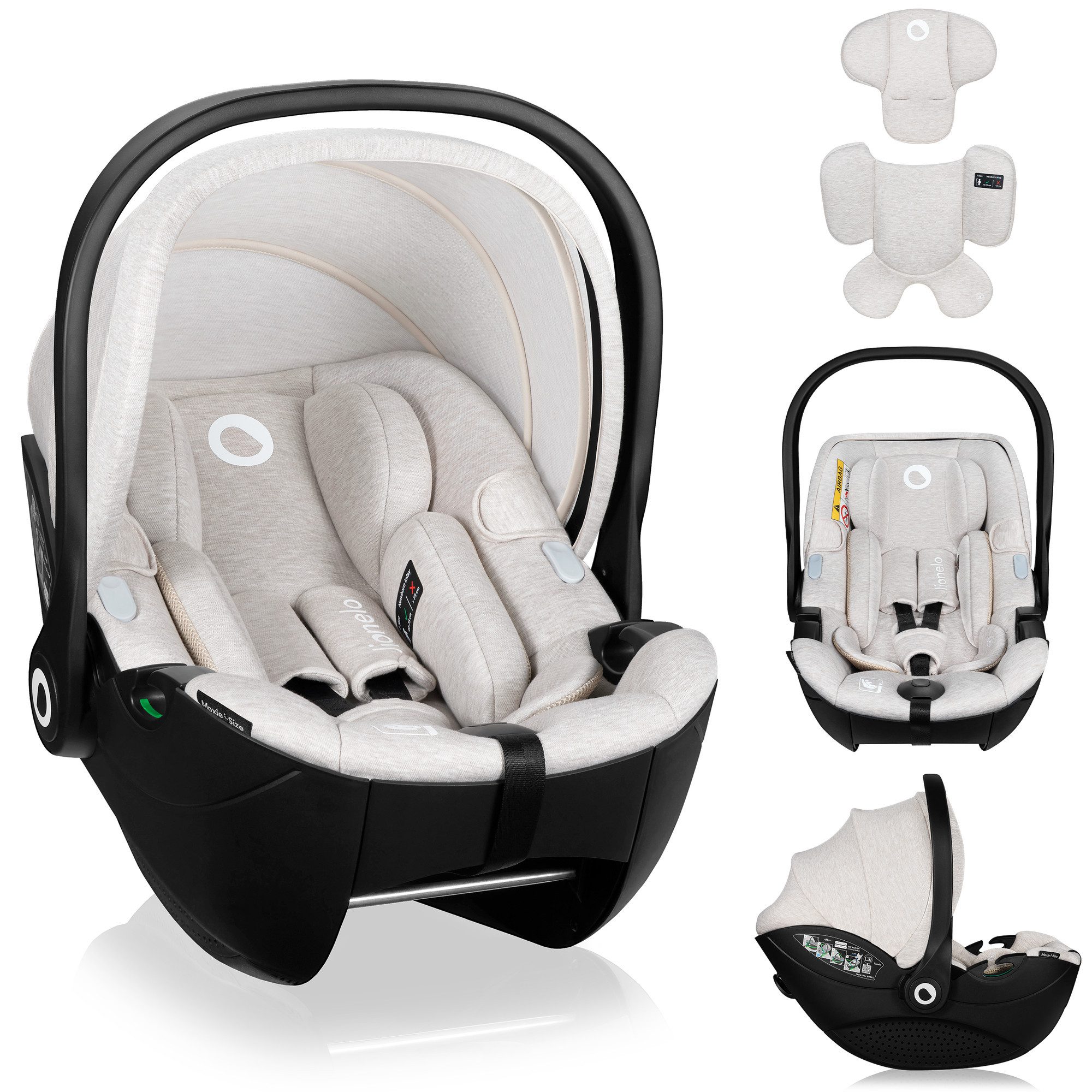 lionelo Autokindersitz MOXIE I-SIZE, ab: ab Geburt, bis: bis 18 Monaten, ab: 40 cm, bis: 87 cm, (Set ohne Basis), Memory Foam/Bambus/Dri-Seat/Magnetgurte/Lüftung