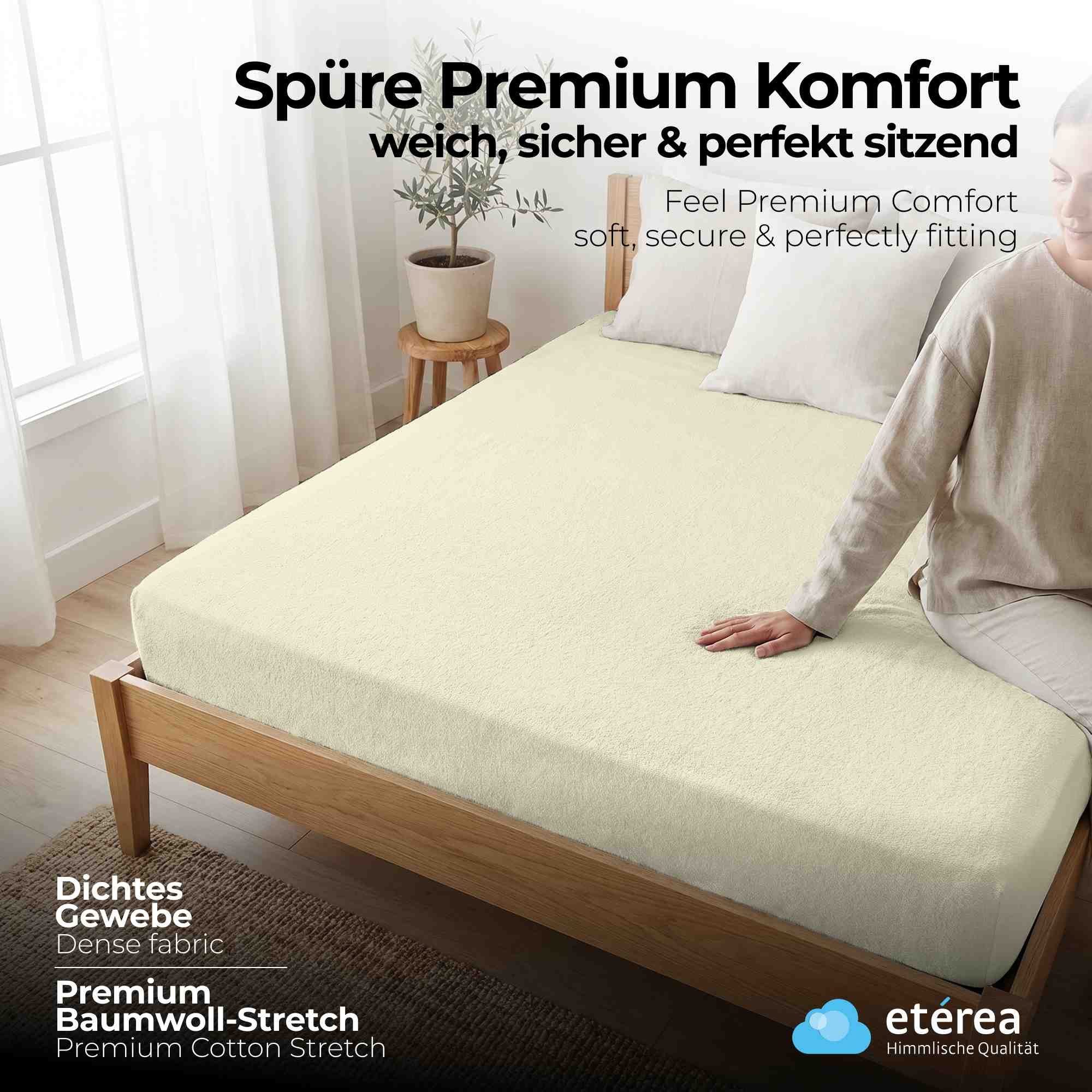 etérea Himmlische Qualität Spannbettlaken etérea Frottee Spannbettlaken 90x200 - 200x220 cm, Baumwolle, Gummizug: rundum, (1 Stück)