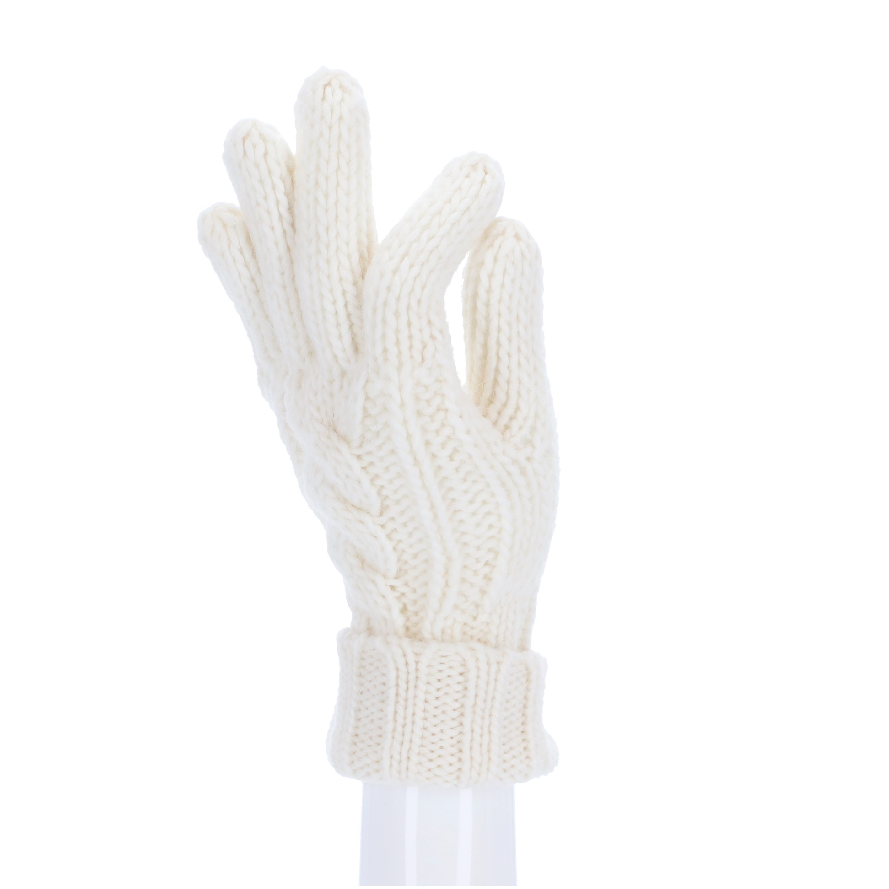 halsüberkopf Accessoires Strickhandschuhe und Zopfmuster natur Stickhandschuh Woll- mit Alpaka-Anteil mit