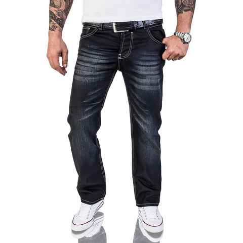 Rock Creek Straight-Jeans Herren Jeans Stonewashed Schwarz RC-2064
