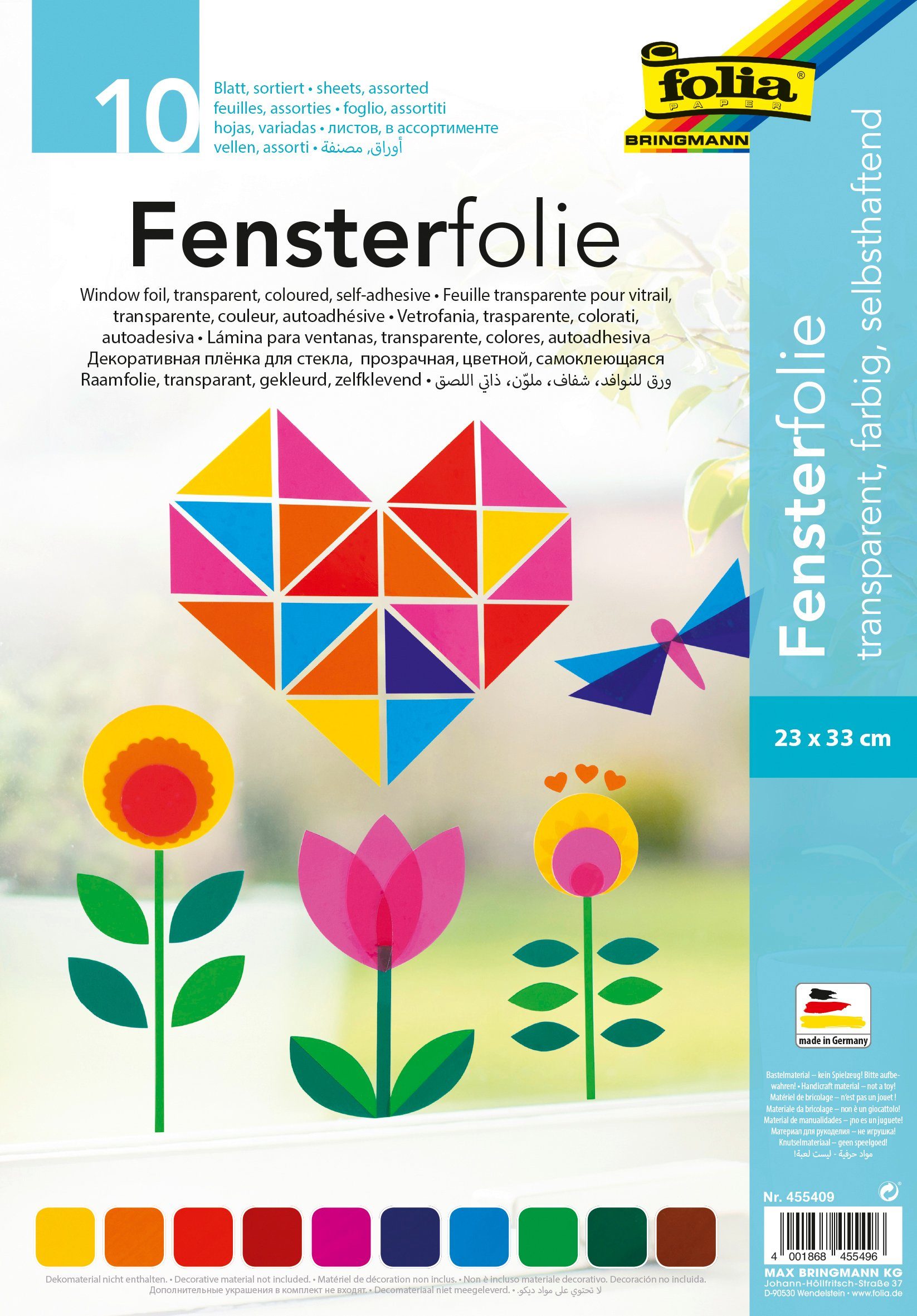 Folia Dekorationsfolie Fensterfolie, 10 Farben sortiert günstig online kaufen