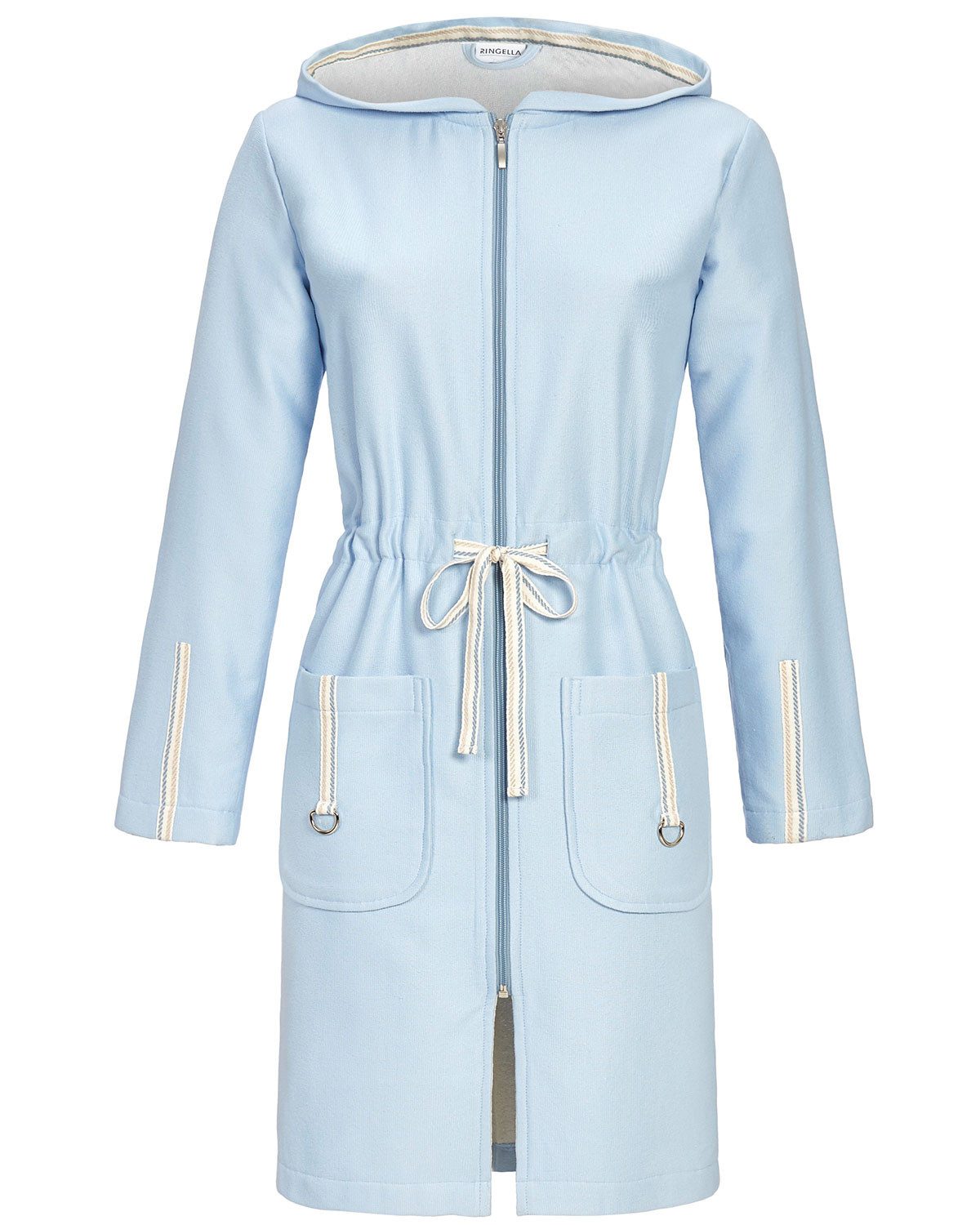 Ringella Nachthemd Damen Frotteemantel mit Kapuze 4218639, Bleu
