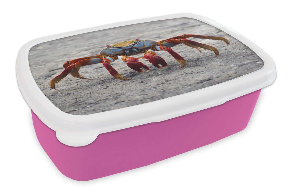 MuchoWow Lunchbox Strand - Tiere - Krabbe, Kunststoff, (2-tlg), Brotbox für Erwachsene, Brotdose Kinder, Snackbox, Mädchen, Kunststoff rosa
