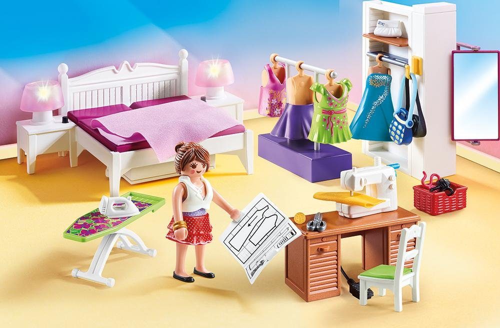 Playmobil® Schlafzimmer mit Nähecke (70208), Dollhouse Konstruktions-Spielset, (67 St), Made in Germany