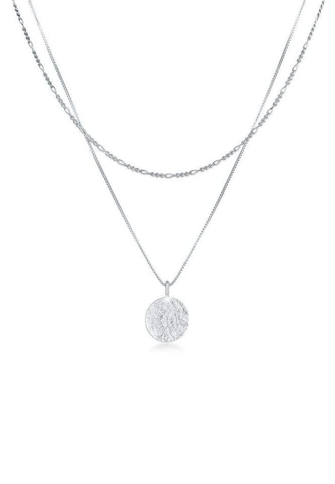 Kuzzoi Kette mit Anhänger Herren Layer Figaro Venezianer Plättchen 925 Silber