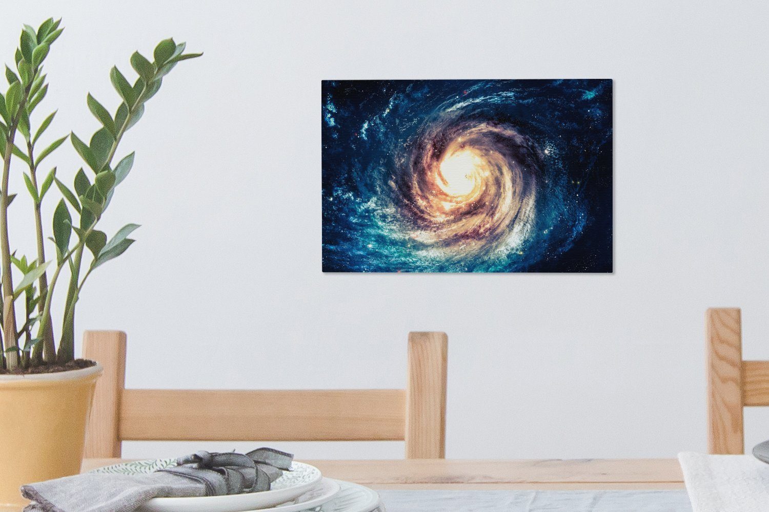 OneMillionCanvasses® Leinwandbild Weltraum - Wandbild (1 Leinwandbilder, cm Aufhängefertig, - Sterne Wanddeko, 30x20 St), Blau
