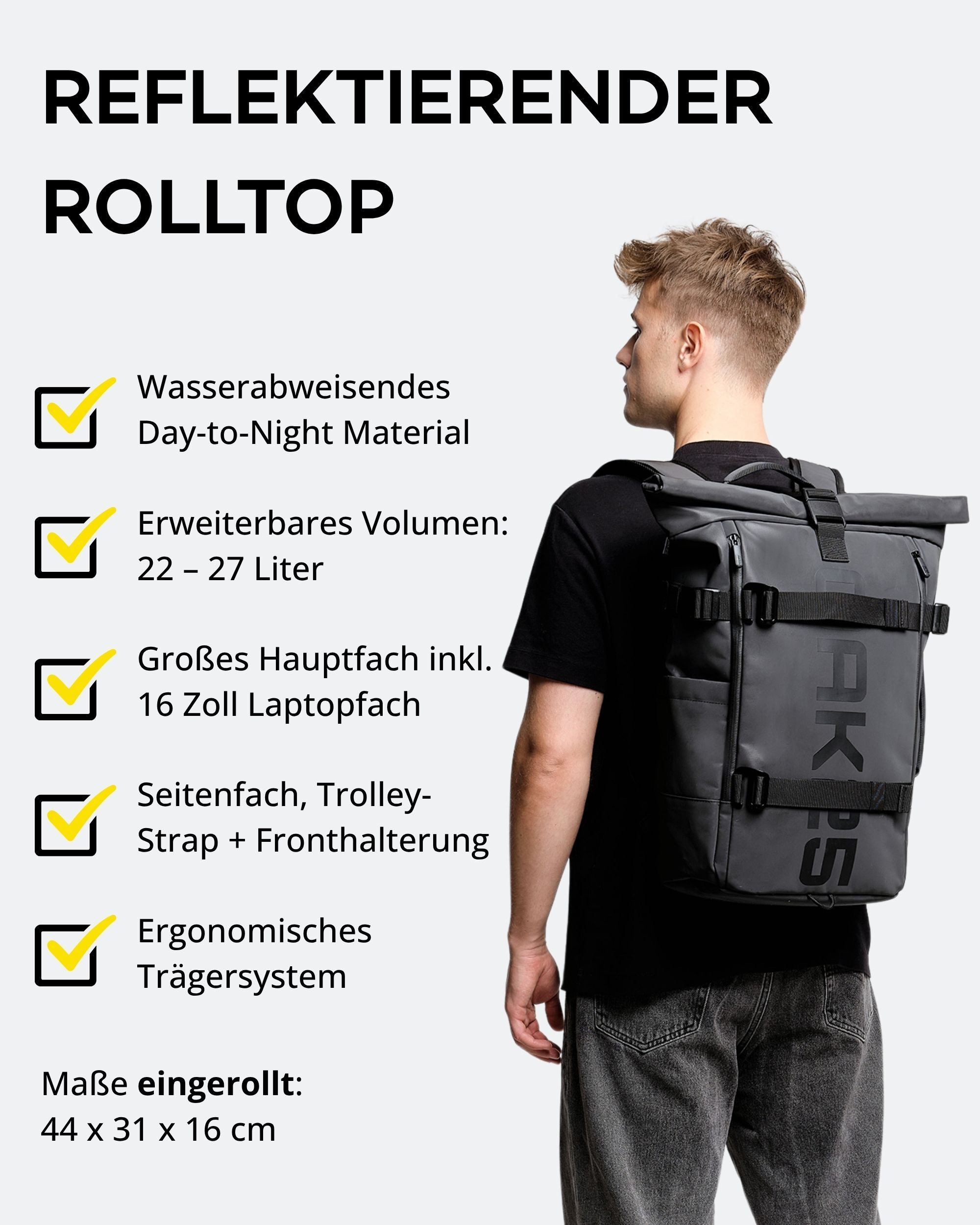 OAK25 Cityrucksack Luminite Rolltop Rucksack reflektierend (1-tlg), Roll To günstig online kaufen