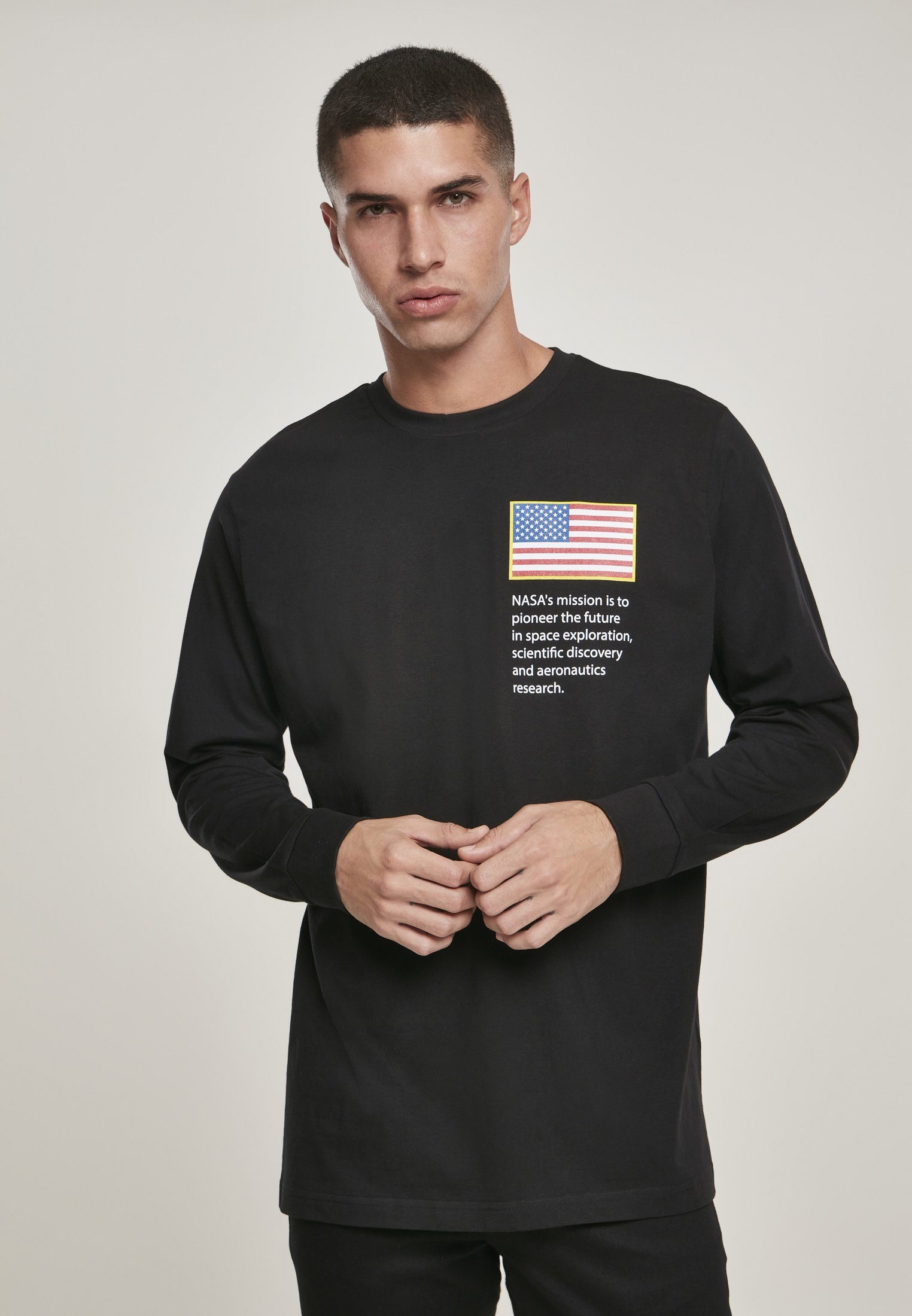 MisterTee T-Shirt Herren NASA Worm Logo Longsleeve (1-tlg), MT Men