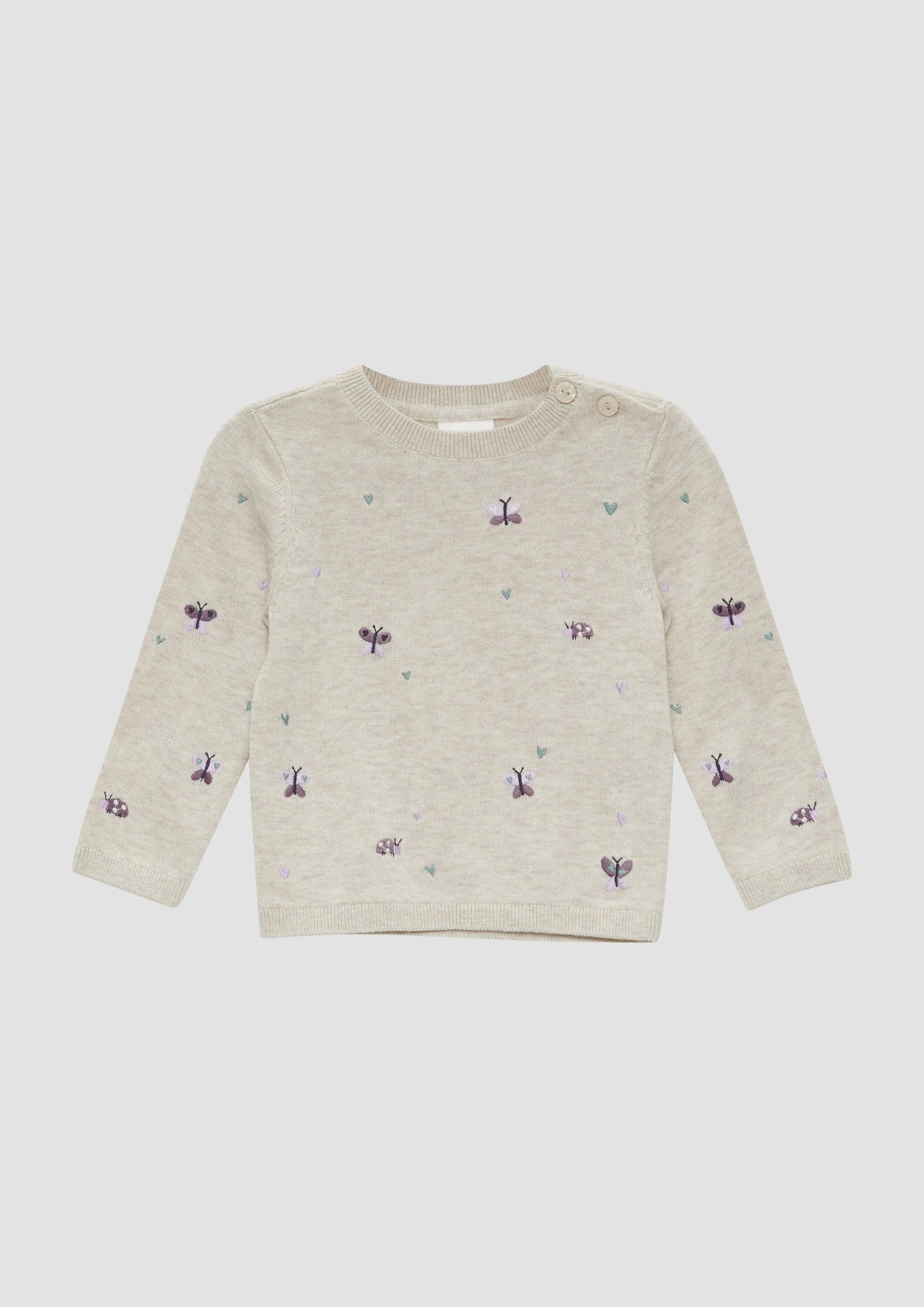 s.Oliver Longpullover Strickpullover Strickpullover mit Stickerei