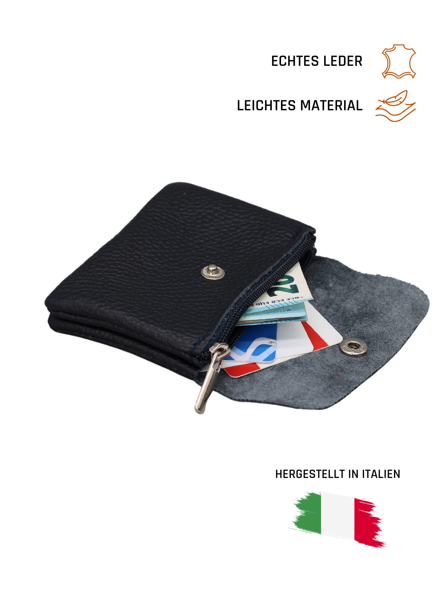 Adel Bags Mini Geldbörse MINI Handgemachte Geldbörse aus Echtem Leder, 15 Farboptionen