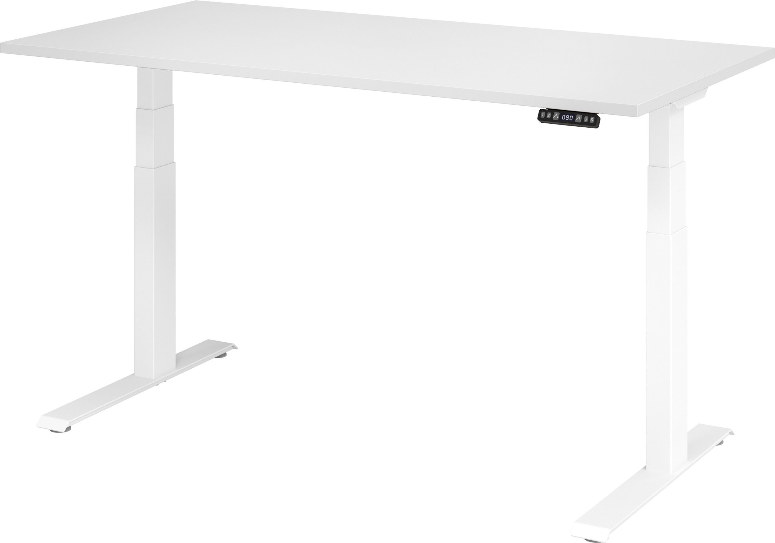 bümö Schreibtisch Schreibtisch elektrisch XDKB, Rechteck: 160 x 80 cm - Dekor: Weiß - Gestell: Weiß Weiß | Weiß