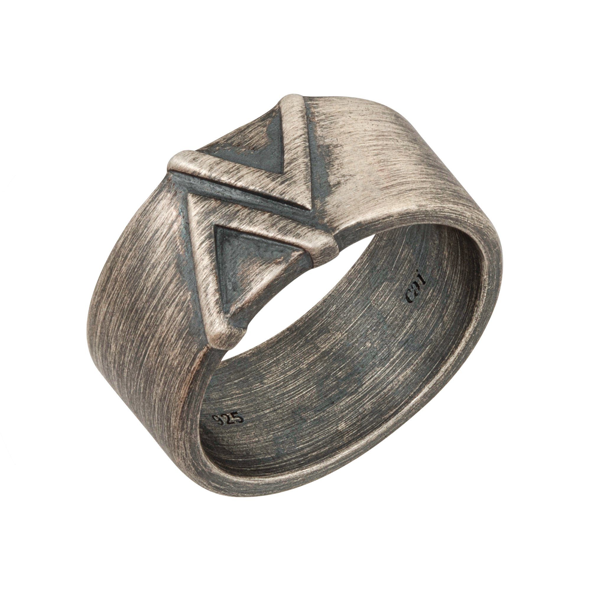 CAÏ Fingerring 925/- Silber matt oxidiert Dreieck Sterling