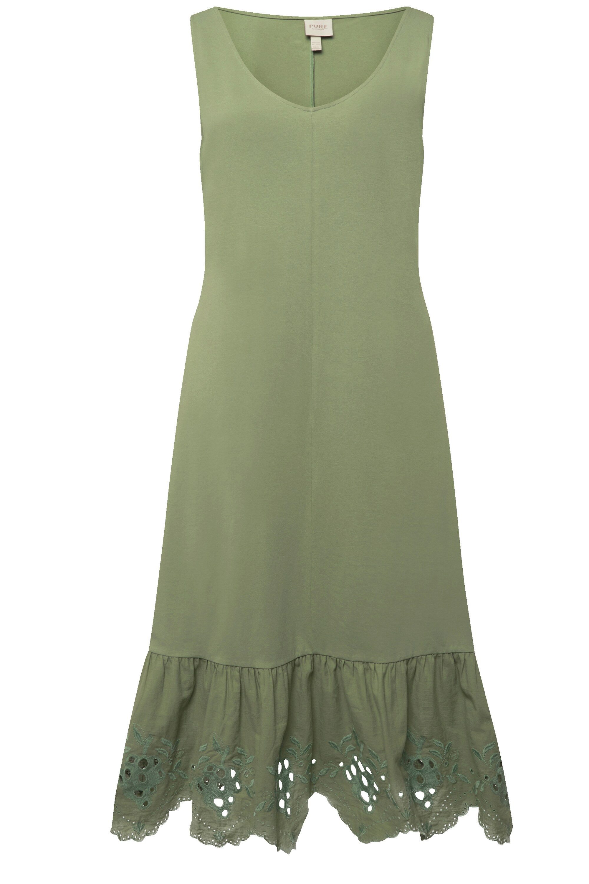 Ulla Popken Maxikleid Maxikleid A-Linie Rundhals ärmellos Biobaumwolle