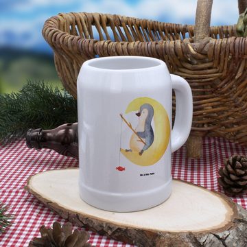 Mr. & Mrs. Panda Bierkrug Pinguin Mond - Weiß - Geschenk, Nachtruhe, Einschlafen, Bierkrug Stei, Steinzeug, Kreative Sprüche