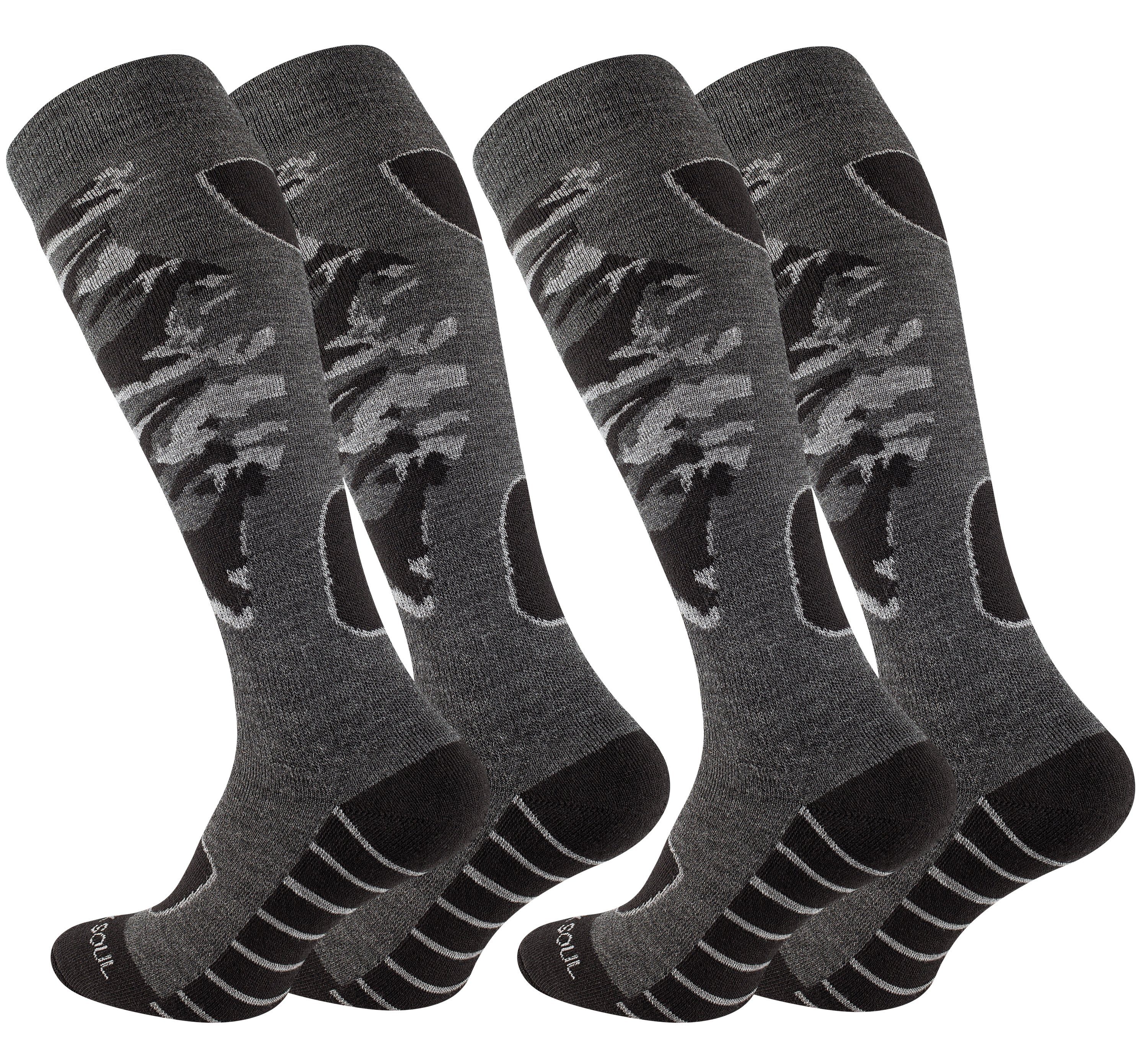 Snowboard Paar, Wärme & für Soul® sorgt - zusätzliche Socke Socken weich - 2 Frotteegewebe es Skisocken Dickes Paar 2 macht Stark die Camouflage, Skisocken und