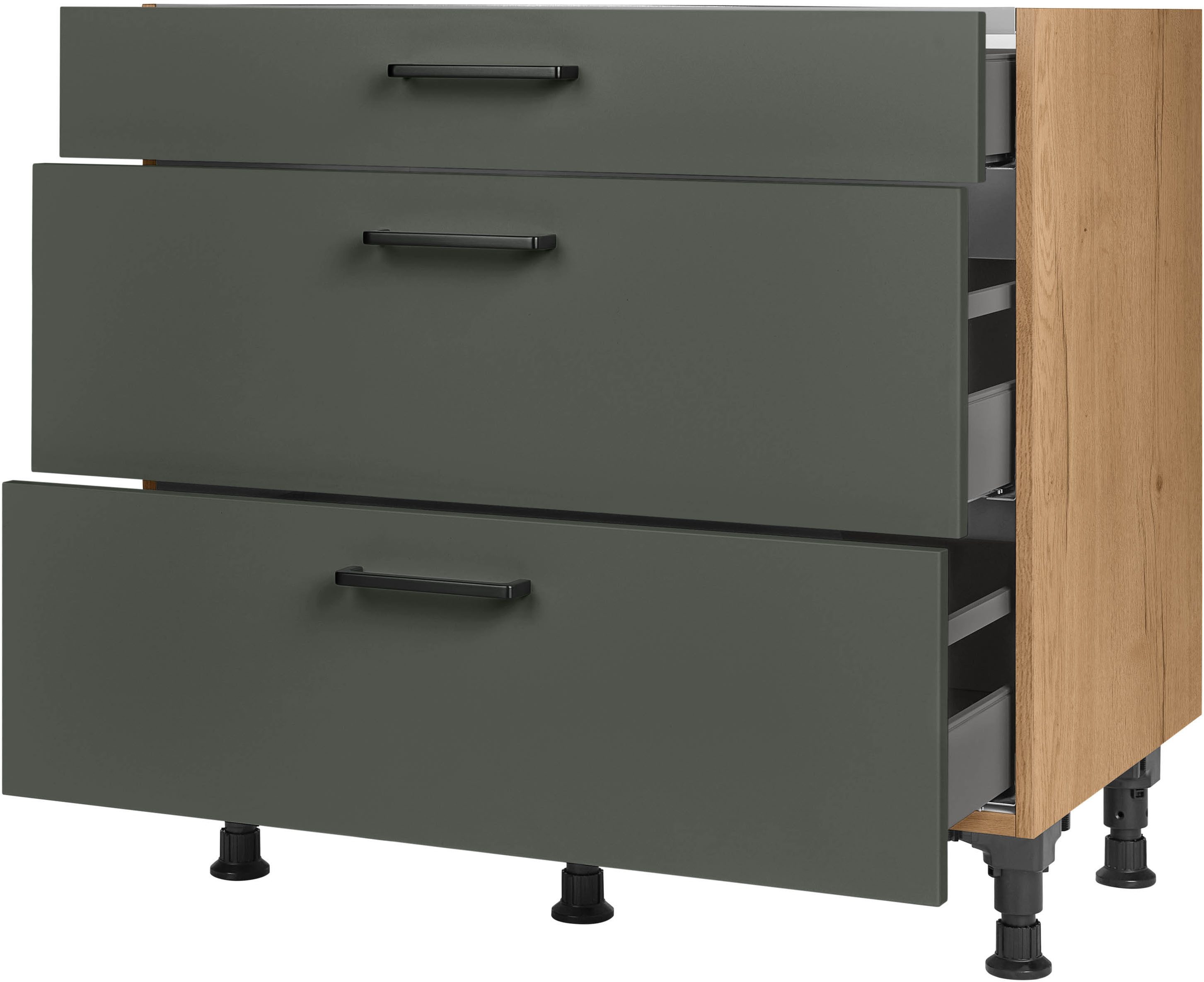nobilia® Kochfeldumbauschrank "Easytouch", vormontiert, mit Schubkasten und Auszügen, in den Breiten 60 und 90 cm – Bild 2 von 5