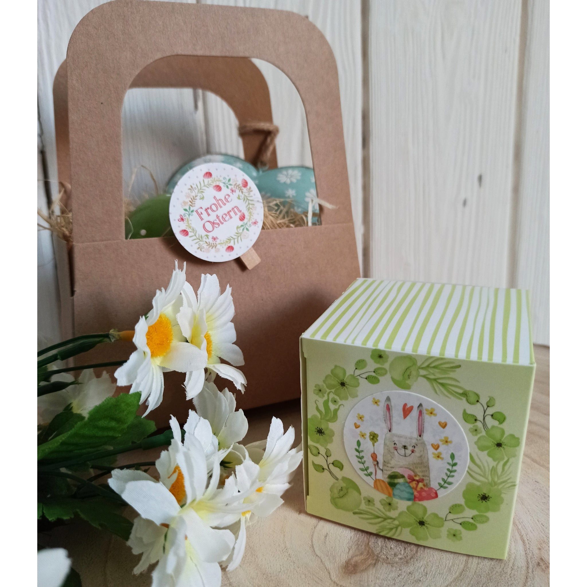 Logbuch-Verlag Geschenkbox 10 kleine Geschenkboxen rosa grün weiß Herz Gastgeschenk Hochzeit