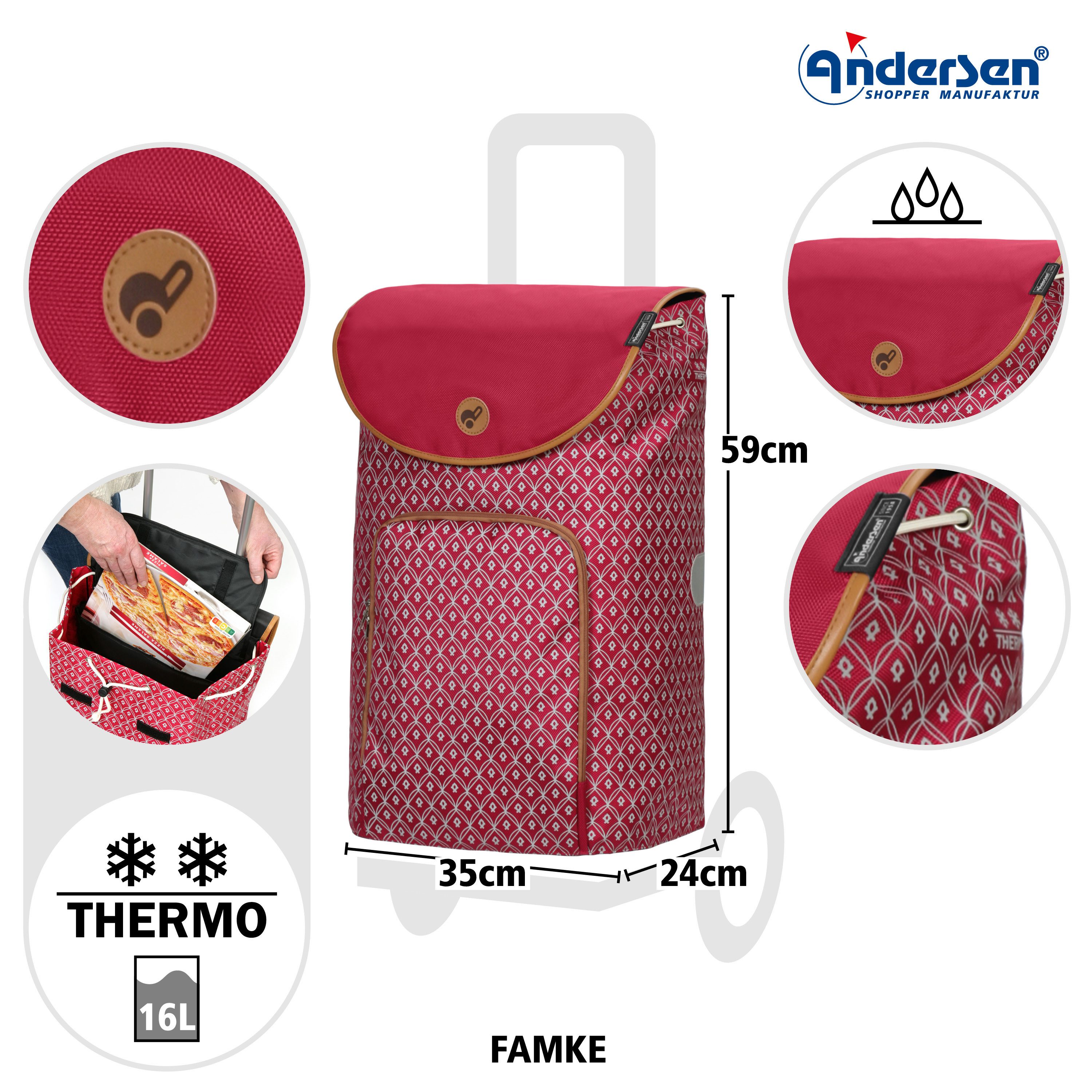 Andersen Einkaufstrolley Treppensteiger Scala Shopper Famke rot, Thermofach 16 Liter, belastbar bis 40kg, wasserabweisend – Bild 3 von 5