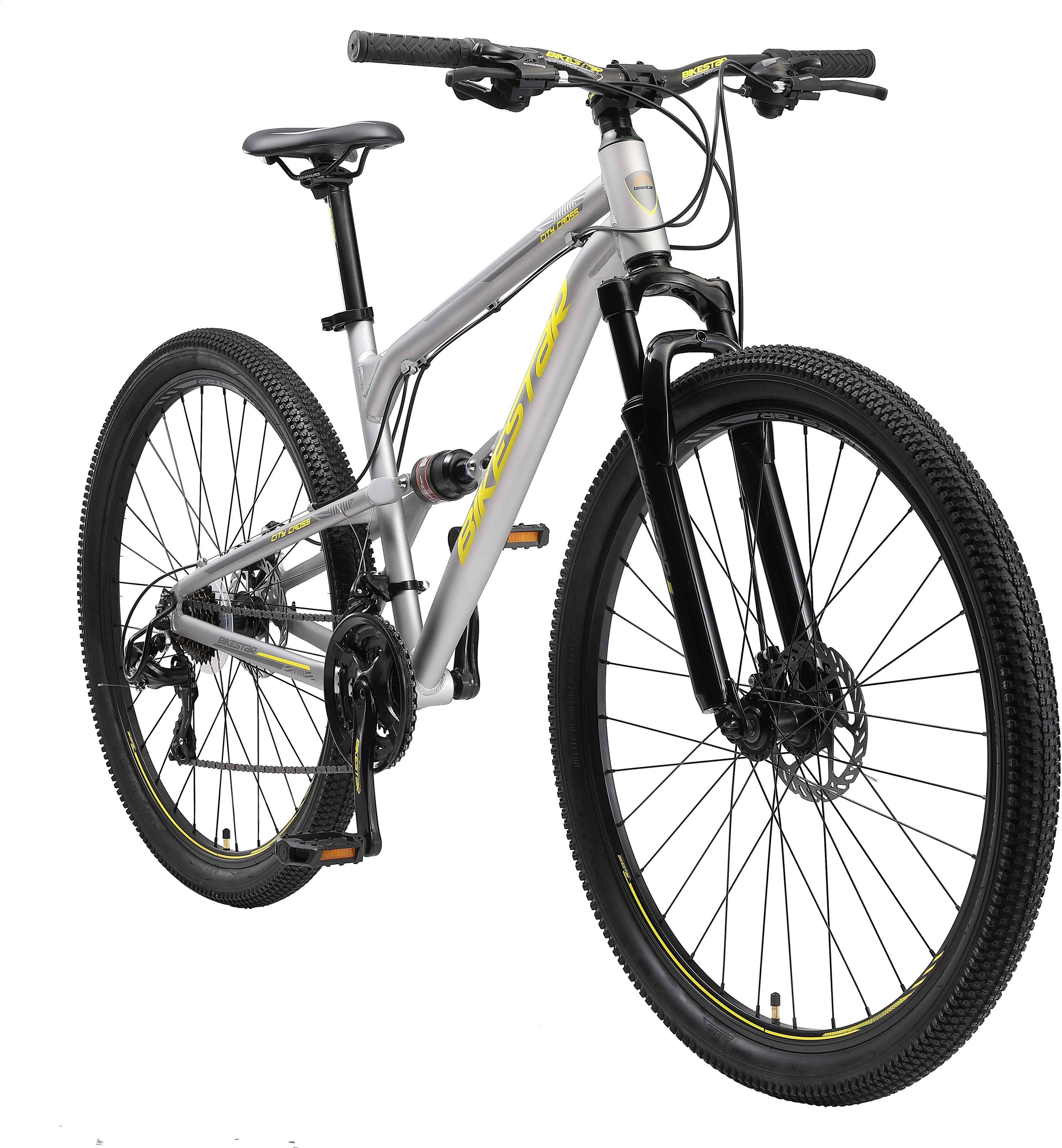 Bikestar Mountainbike, 21 Gang Shimano RD-TY300 Schaltwerk, Kettenschaltung, für Damen und Herren, Kettenschaltung