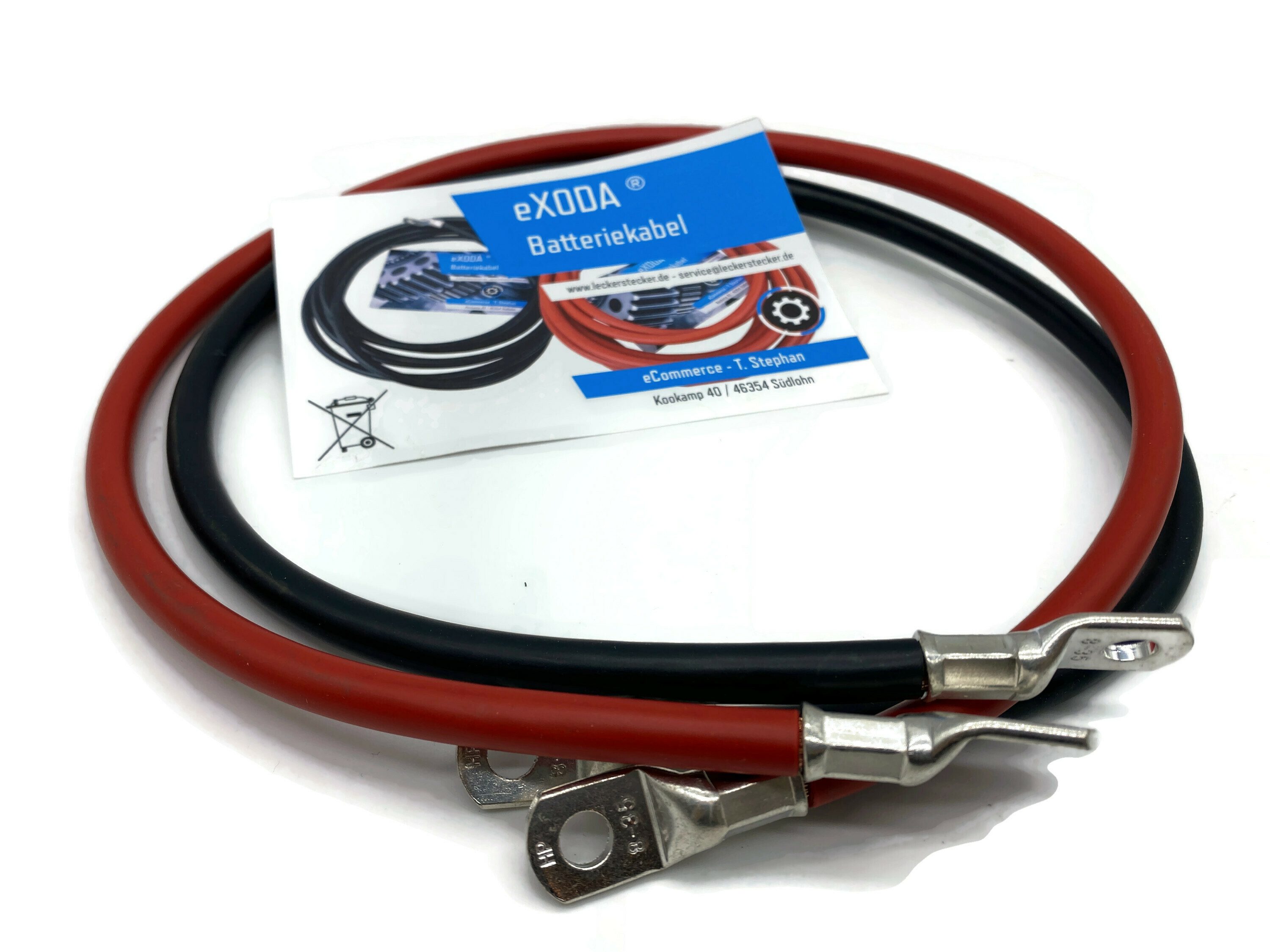 eXODA 35 mm2 M8 M8 Batteriekabel, Rot und Schwarz, (75 cm), 99% Kupfer