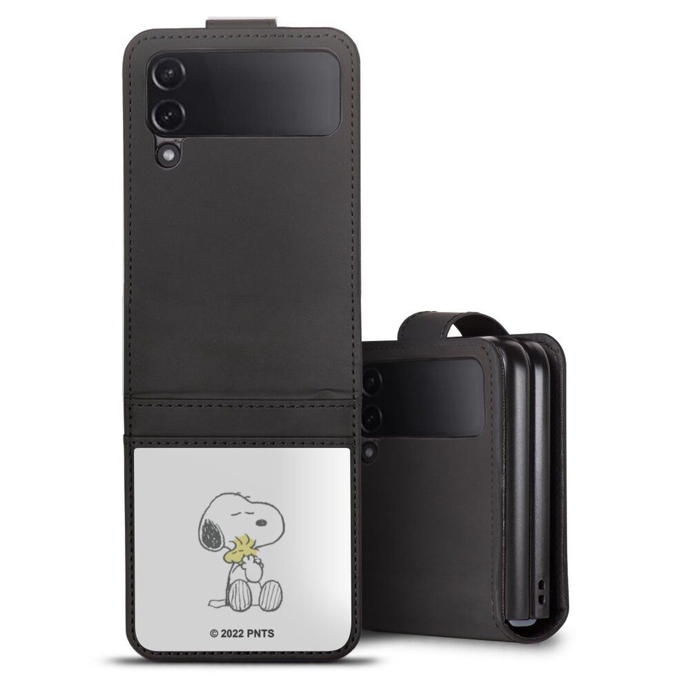 DeinDesign Handyhülle Peanuts Snoopy Liebe Snoopy And Woodstock Cuddling, Samsung Galaxy Z Flip 4 Hülle Handy Flip Case Wallet Cover